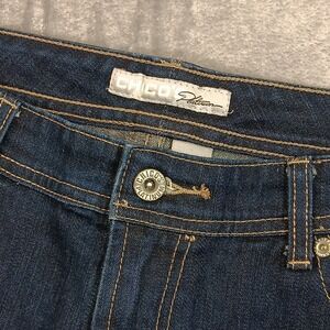 Chico's Platinum Sz 2 Reg Wide Flare Leg Dark Wash Quarts Jeans